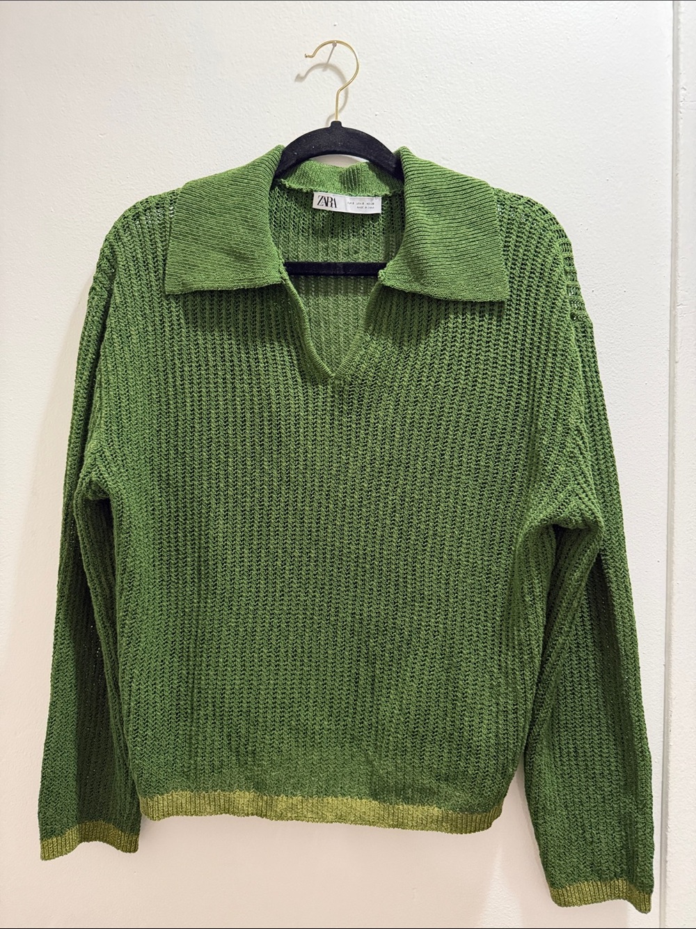 Zara V-Neck Collared Knit Sweater